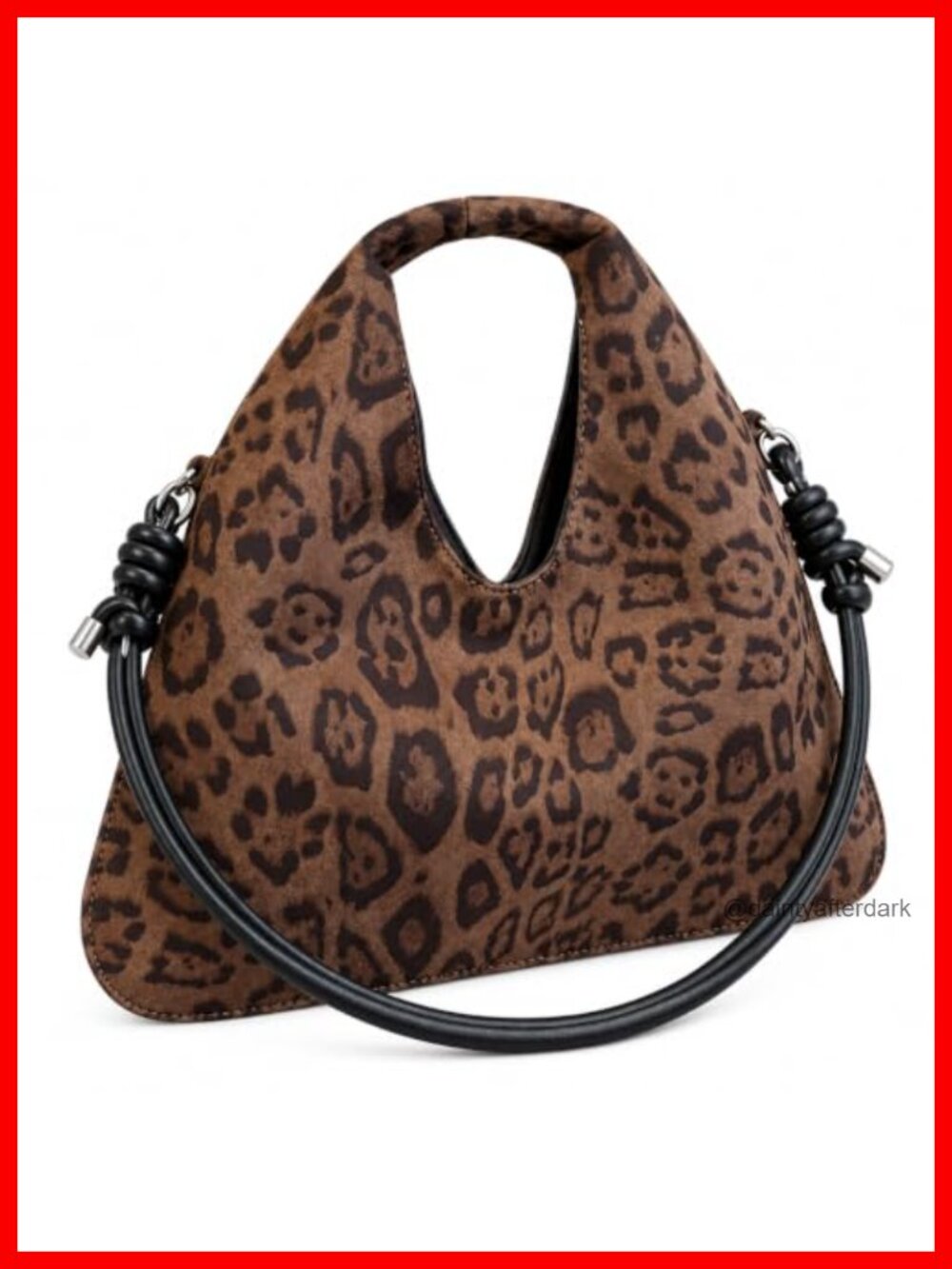 Suede Leopard Print Hobo Shoulder Bag Adjustable Strap Women Purse